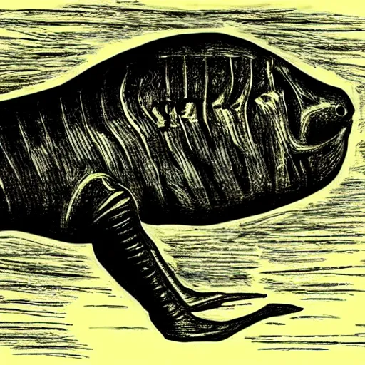 Image similar to deep sea creature with human leg and no eyes