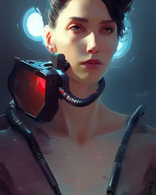 Prompt: masterpiece concept art, a beautiful highly detailed sci - fi lady on wheelchair, artist on 2 2 nd century, cinematic moody colors, realistic shaded lighting poster by ilya kuvshinov, magali villeneuve, artgerm, jeremy lipkin and michael garmash and rob rey,