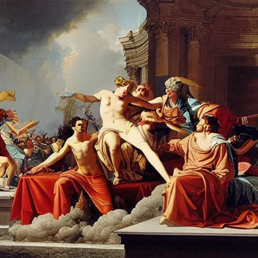 Prompt: pyrrhic victory, painting by johann peter krafft,