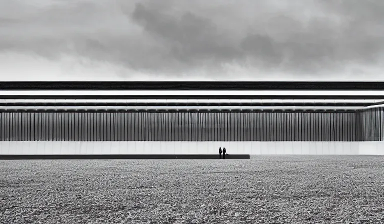 Image similar to A palace exterior designed by Ryoji Ikeda, photograph by Iwan Baan, long shot