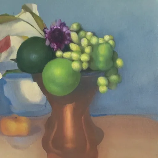 Prompt: smooth transition from landscape to still life, inpainting