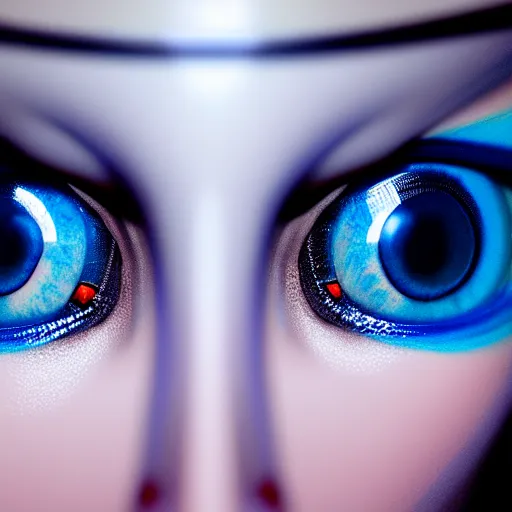 prompthunt: macro photography of a hyper realistic stunning woman cyberpunk blue  eye. black pupil, blue iris, natural skin no make up. studio shot, epic  scale, insanely complex, hyper detailed, sharp focus, hyper