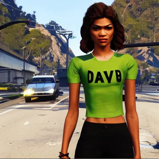 Image similar to zendaya as a gtav character