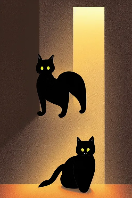 Prompt: beautiful black cat sitting next to a glowing doorway, by Lisa Parker, digital illustration, artstation, artstation hq, hd