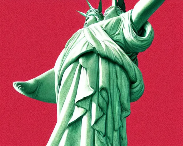 Prompt: digital art of the statue of liberty, sakimichan, trending on deviantart and artstation, pretty woman