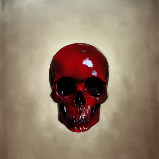 Image similar to turbulent transparent red liquid inside in a transparent skull, alex maleev