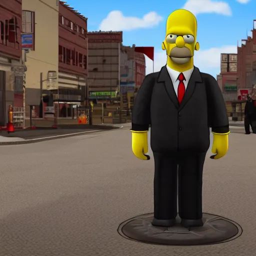 Prompt: Hitman 3 starring Homer Simpson, game screenshot