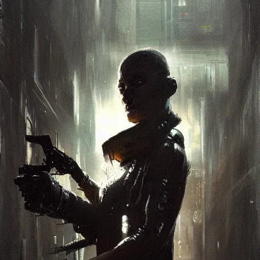 Image similar to neuromancer, chiaroscuro, high detail, painted by greg rutkowski, painted by igor kieryluk, painted by bobby chiu, trending on artstation