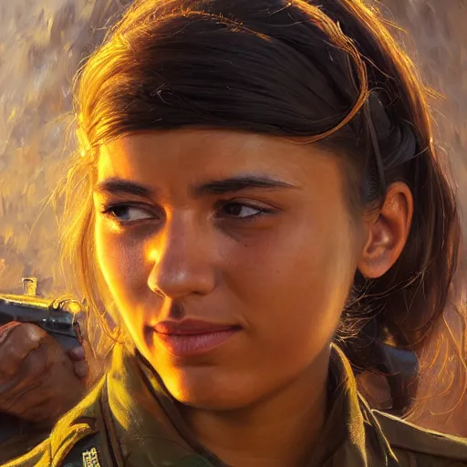 Image similar to a portrait of a beautiful woman Kurdish YPJ soldier, detailed, centered, digital painting, artstation, concept art, donato giancola, Joseph Christian Leyendecker, WLOP, Boris Vallejo, Breathtaking, 8k resolution, extremely detailed, beautiful, establishing shot, artistic, hyperrealistic, beautiful face, octane render