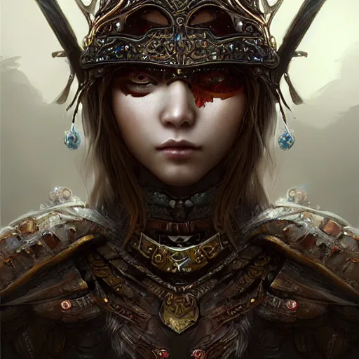 Prompt: beautiful extremely detailed intricate concept art depicting a warrior by wlop. shining jewelry. bcy. net