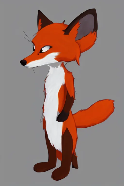 Image similar to an anthropomorphic fox fursona with a fluffy tail wearing a vest, backlighting, trending on artstation, digital art, furry art, trending on furaffinity