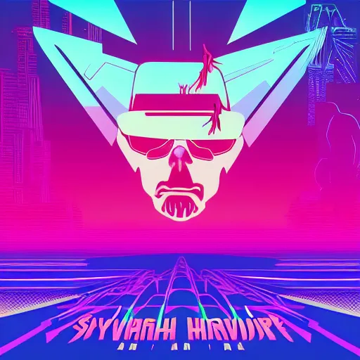 Image similar to synthwave album cover, made in powerpoint with clipart, trending on artstation, highly detailed