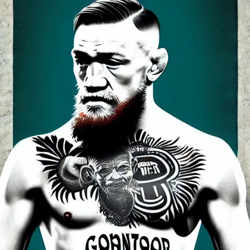 Image similar to portrait of conor mcgregor as e mahatma gandhi portrayed. digital art trending on artstation