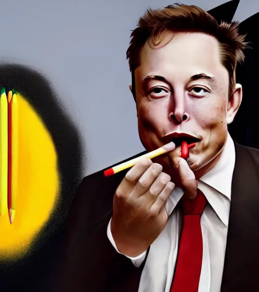 Prompt: an award winning photo of elon musk eating!! crayons!!!!!!, crayons!!!!!, 4 k, high quality