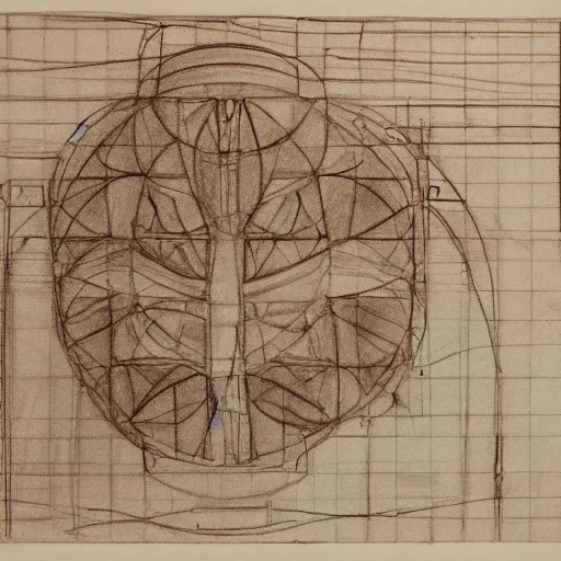 Prompt: blueprints of the first big mac sketch by leonardo davinci