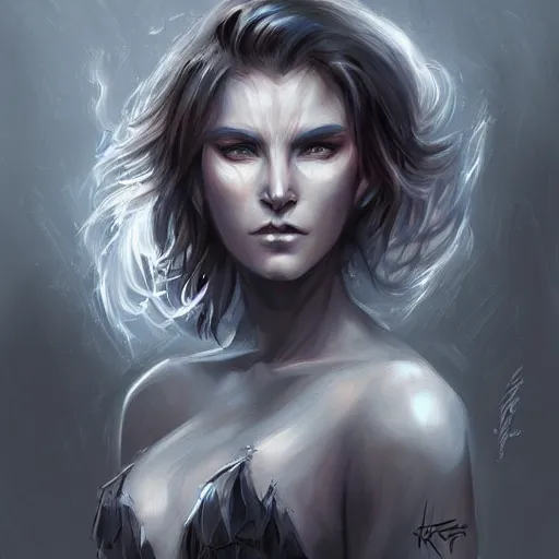 Prompt: warrior woman portrait Inspired by Charlie Bowater,George Rutkowski