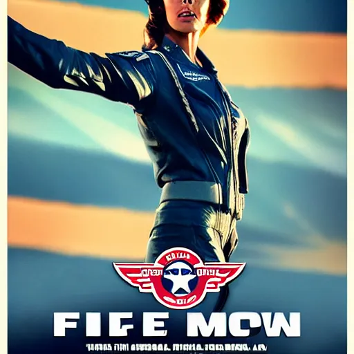 Image similar to female maverick from top gun, promo poster, movie poster