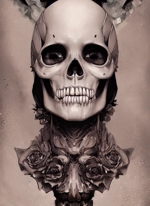 Image similar to digital _ painting _ of _ a beautiful skull girl _ by _ filipe _ pagliuso _ and _ justin _ gerard _ symmetric _ fantasy _ highly _ detailed _ realistic _ intricate _ port