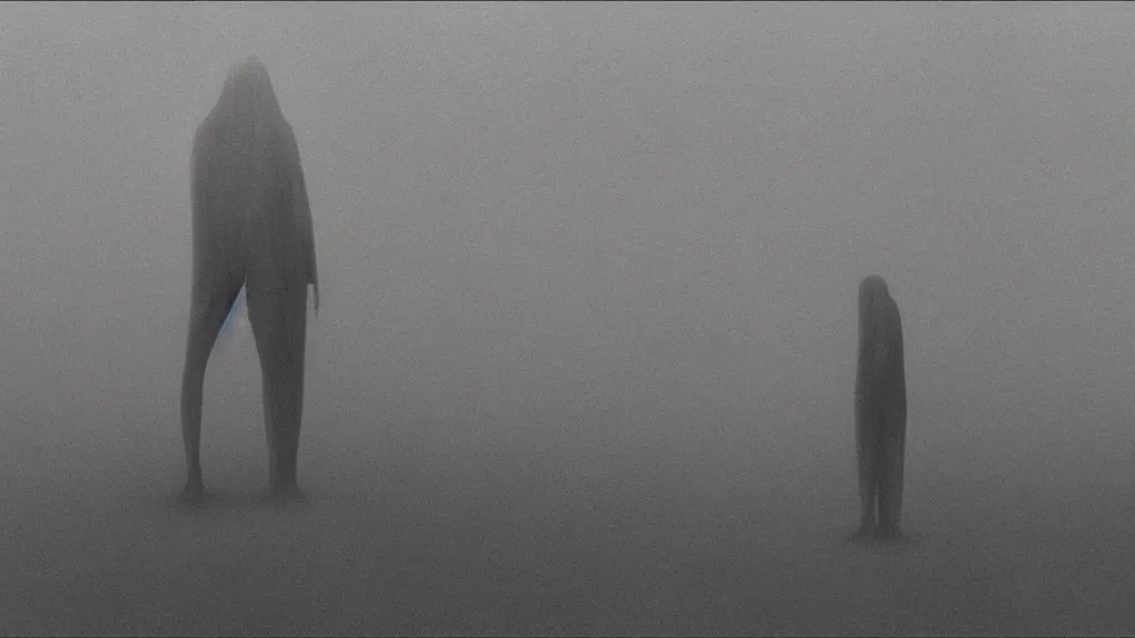 Prompt: the creature talks to me in my sleep by Zdzisław Beksiński, film still, cinematic