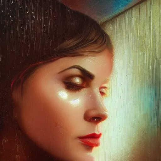 Image similar to detailed face of a woman clothed wrapped in textiles, lush, opulent, fauna, utopian, tech noir, wet reflections, prism, atmospheric, ambient, pj crook, syd mead, livia prima, artgerm, greg rutkowski, nick alm, casey baugh