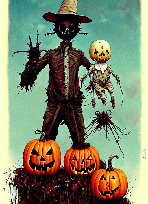 Image similar to halloween scarecrow by chiara bautista and beksinski and norman rockwell and greg rutkowski weta studio, and lucasfilm