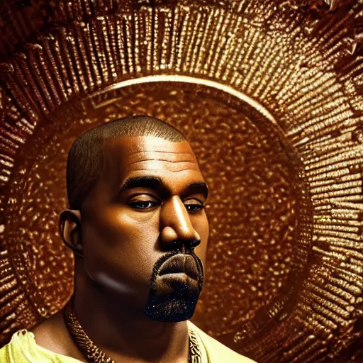 Image similar to kanye west as god, Cinematic, Portrait, Ultra-HD, Beautiful Lighting, insanely detailed and intricate, hypermaximalist, elegant, ornate, hyper realistic, super detailed