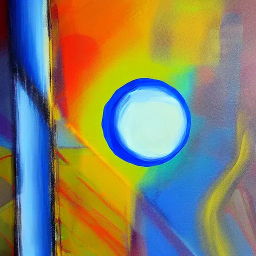 Prompt: once in a blue moon, abstract art, futurism, acrylic painting