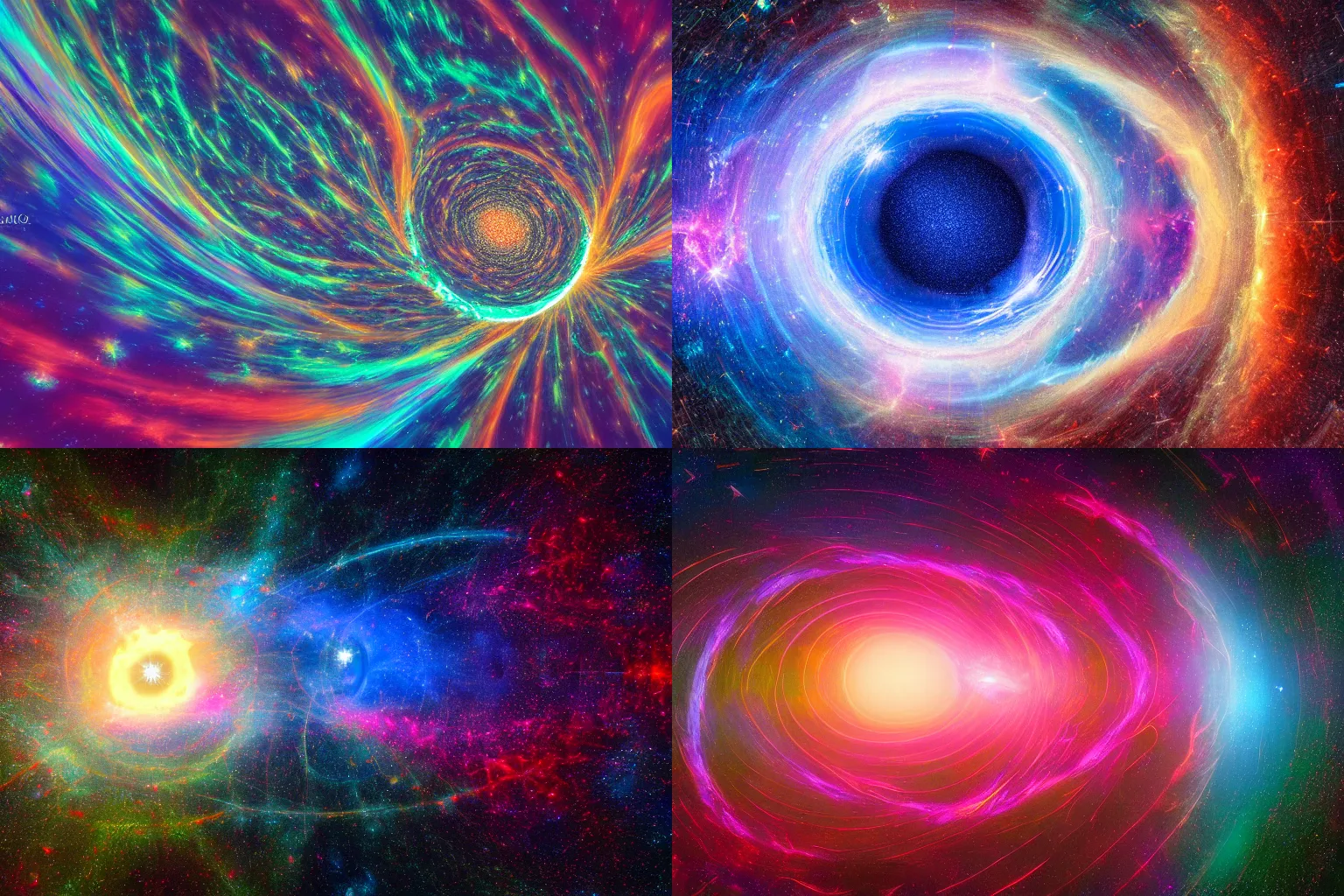 Prompt: photograph traveling through a wormhole, mind-boggling cosmic geometry, colorful geometric patterns, interstellar, wormholes, astrophotography, NASA, 4K, Detailed, HDR