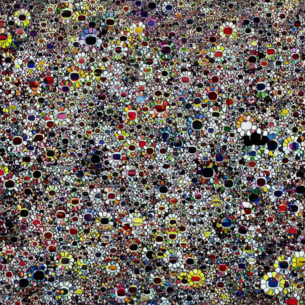 Image similar to camouflage made of love, takashi murakami artwork, abstract, rei kawakubo artwork, cryptic, stipple, lines, splotch, color tearing, pitch bending, lines, blotches, color splotches, dark, ominous, abstract, minimal, points, technical, painting