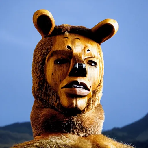 Prompt: medieval fantasy head and shoulders portrait of a bear totem maori barbarian, photo by philip - daniel ducasse and yasuhiro wakabayashi and jody rogac and roger deakins