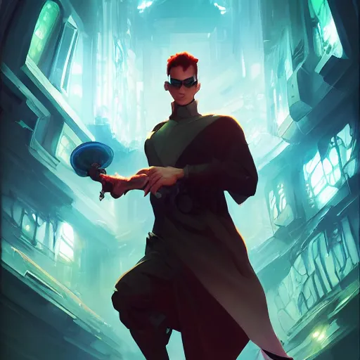 Image similar to hero world the matrix, behance hd by jesper ejsing, by rhads, makoto shinkai and lois van baarle, ilya kuvshinov, rossdraws global illumination