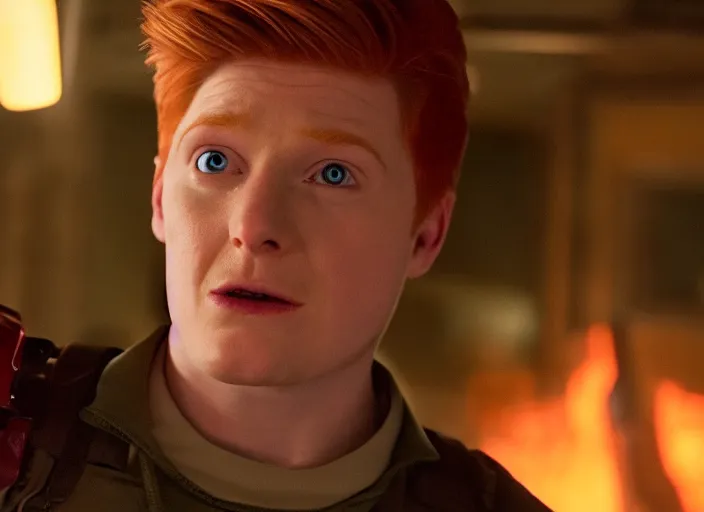 Prompt: film still of real life philip j fry in the scifi movie, 4 k