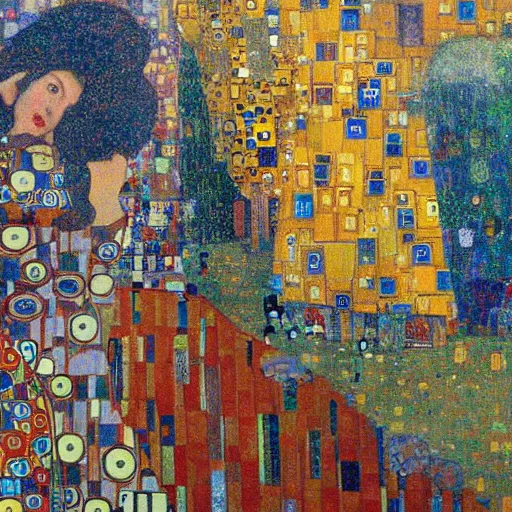 Image similar to Peoples of Minsk city painted in the style of gustav klimt, natural light, detailed, 2022