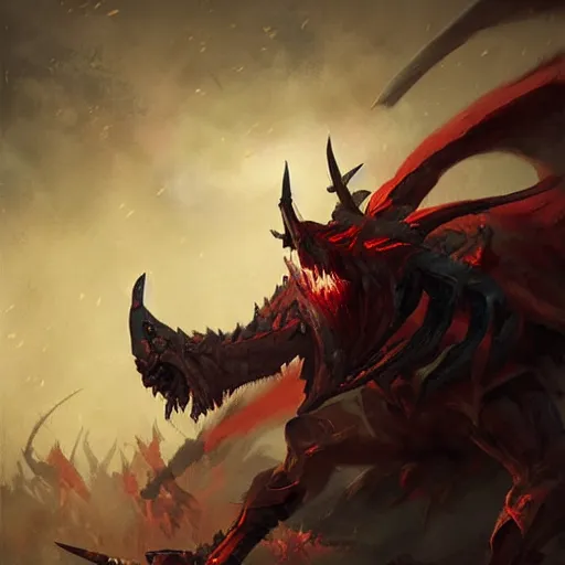 Image similar to aatrox on the battlefield by greg rutkowski