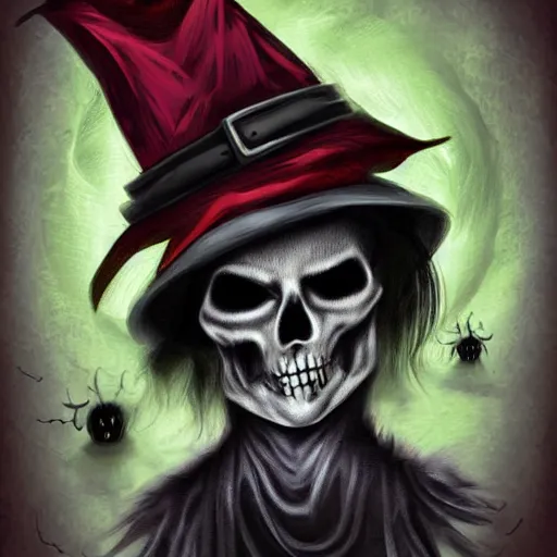 Image similar to spooky wicher hat hallowen, digital art