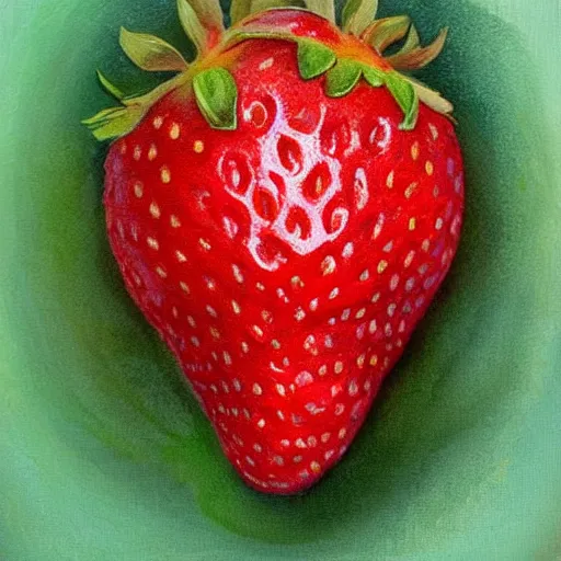 Image similar to a strawberry covered by human eyes, eyes looking at viewers, painting, old, soft lighting.