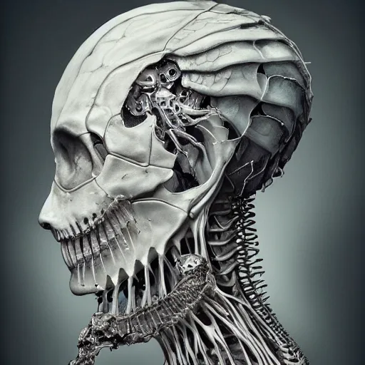 Image similar to ! dream hyperrealistic photography of a highly detailed and symmetrical gorgeous cyborg female, rib cage, in the style of beth cavener, jin kagetsu, james jean and wlop, highly detailed, face symmetry, masterpiece, award - winning, sharp focus, intricate concept art, ambient lighting, 8 k, artstation