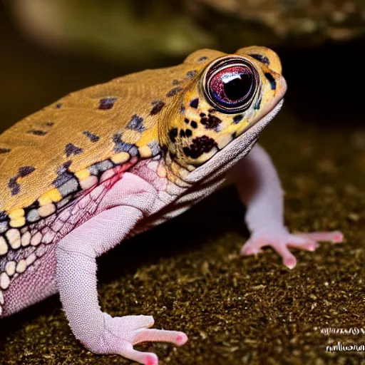 Image similar to An award winning photo of young New Zealand pink gecko tortoise looking at the camera, cute, nature photography, National Geographic, 4k