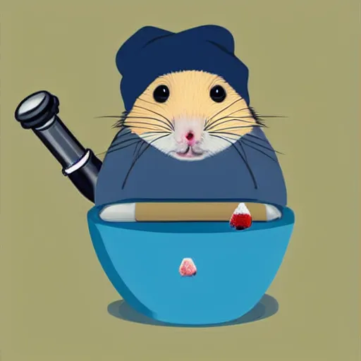 Image similar to hamster wearing a beanie smoking a bong