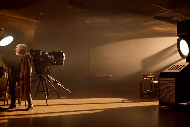 Image similar to photograph of a time travel movie set design, by roger deakins. cinematic, elegant, professional studio light, real dlsr photography, sharp focus, 4 k, ultra hd, sense of awe