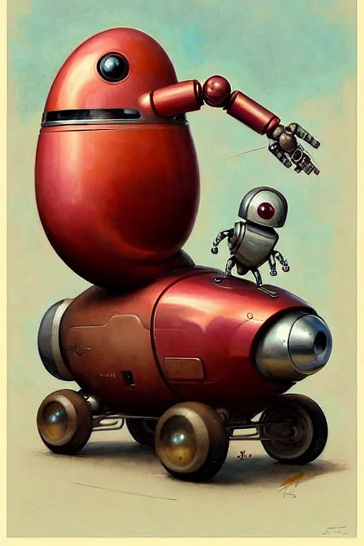 Prompt: ( ( ( ( ( 1 9 5 0 s retro future android robot fat robot snail wagon. muted colors., ) ) ) ) ) by jean - baptiste monge,!!!!!!!!!!!!!!!!!!!!!!!!! chrome red