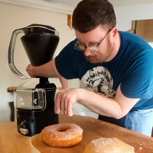 Image similar to Andrew Price, the blender guru, making donuts