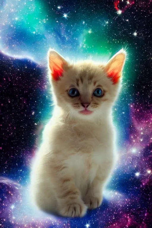 Prompt: A kitten-shaped nebula