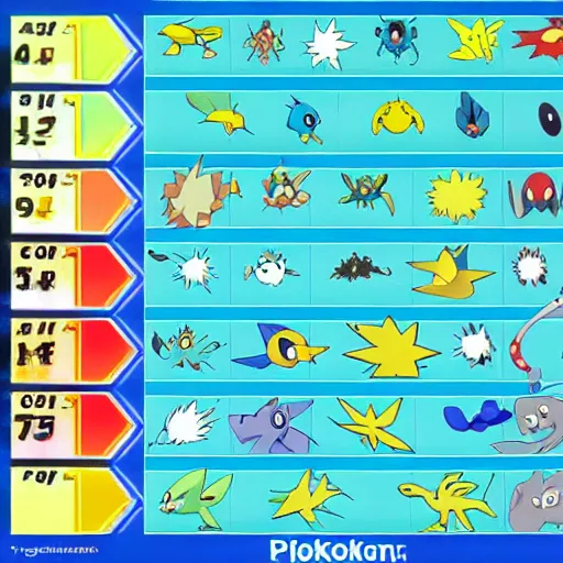 Pokémon type chart. Detailed helpful graph., Stable Diffusion