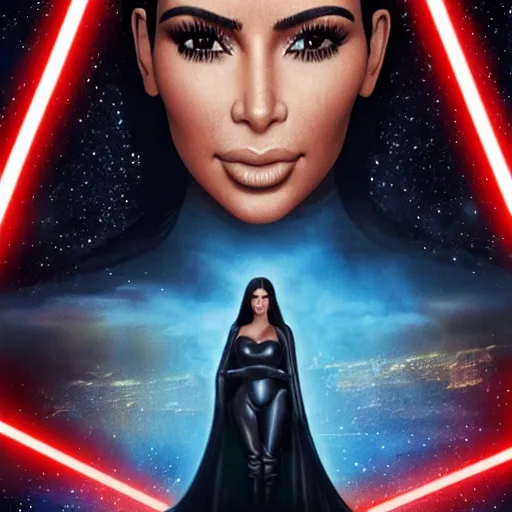 Prompt: kim kardashian in star wars movie poster