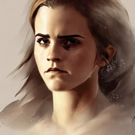 Prompt: emma watson proud muscular female turkish warrior, portrait by Cedric Peyravernay, highly detailed, excellent composition, cinematic concept art, dramatic lighting, trending on ArtStation, Stanley Kubrick, Braveheart