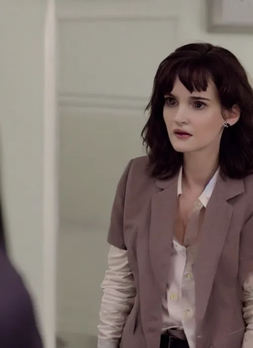 Prompt: Young Winona Ryder in Wolf of Wallstreet, HD screenshot