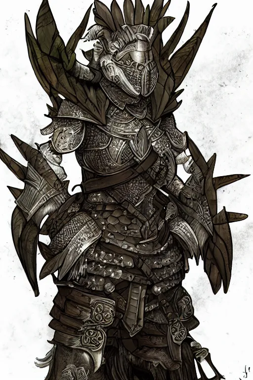 Prompt: a warrior wearing thistle armour, highly detailed, digital art, sharp focus, trending on art station, artichoke, anime art style