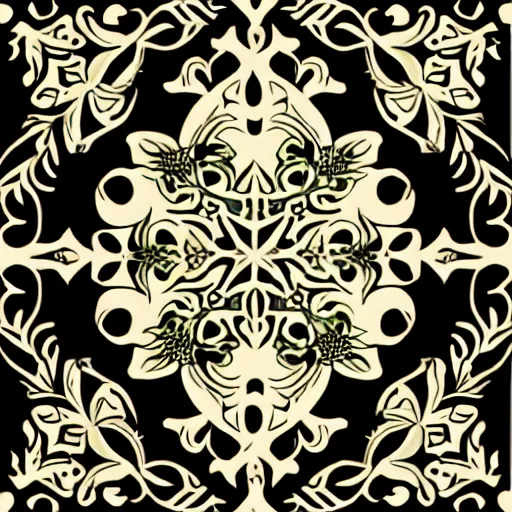 Image similar to a vector tattoo design in the style of victorian florid ornament.