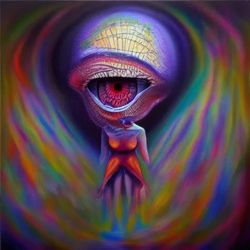 Image similar to fear psychosis in oil paint, surrealist highly detailed at, astral ethereal, trending on art station, masterpiece, visionary art, emotional oil painting